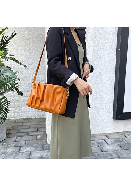 Pu Deri Kadın Katlama Bulut Çanta Moda Iş Omuz Lüks Messenger Günlük Çanta Turuncu (Yurt Dışından) indirimleri