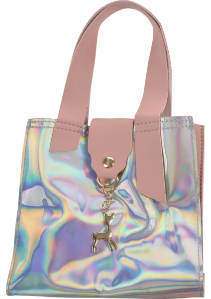 Pu Tote Çanta Küçük Çantalar ve Çantalar Gökkuşağı Mini Şeffaf Omuz Messenger Crossbody Çanta Kadınlar Için Pembe (Yurt Dışından) fiyatları