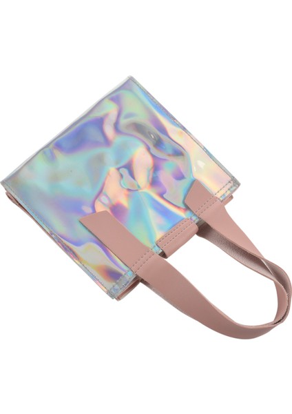 Pu Tote Çanta Küçük Çantalar ve Çantalar Gökkuşağı Mini Şeffaf Omuz Messenger Crossbody Çanta Kadınlar Için Pembe (Yurt Dışından) indirimleri