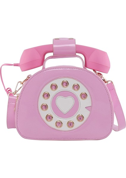 Pembe Eğlenceli Vintage Sevgiliye Telefon Tarzı Moda Kadın Çantalar ve Çanta Omuz Çantası Crossbody Kız (Yurt Dışından)