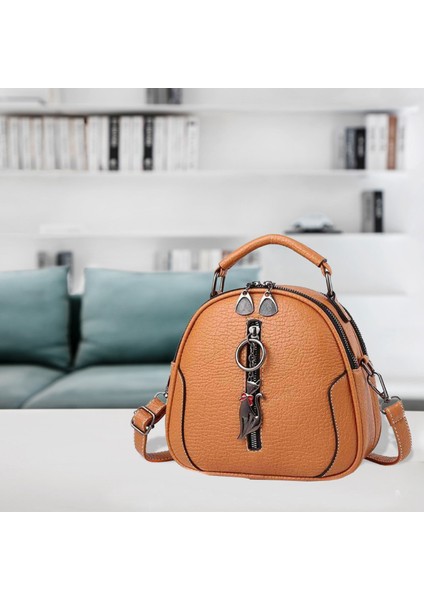 Düz Renk Pu Deri Bayan Çanta Messenger Omuz Retro Çanta Karamel Rengi (Yurt Dışından) modelleri