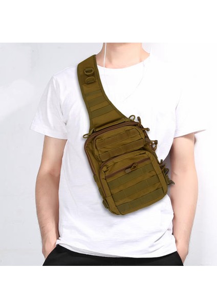 Spor Avcılık Erkekler Göğüs Molle Tek Omuz Çantaları Naylon Sığ Paket Unisex Haki (Yurt Dışından) fiyatları
