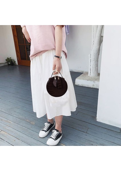 Timsah Desen Kadın Yuvarlak Çanta Vintage Küçük Omuz Askılı Çanta Bayanlar Moda Akşam Debriyaj (Yurt Dışından) modelleri