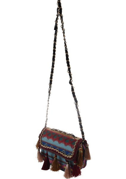 Kadın Püskül Örgü Omuz Messenger Crossbody Zincir Çanta Satchel Çanta Kırmızı (Yurt Dışından) fırsatları