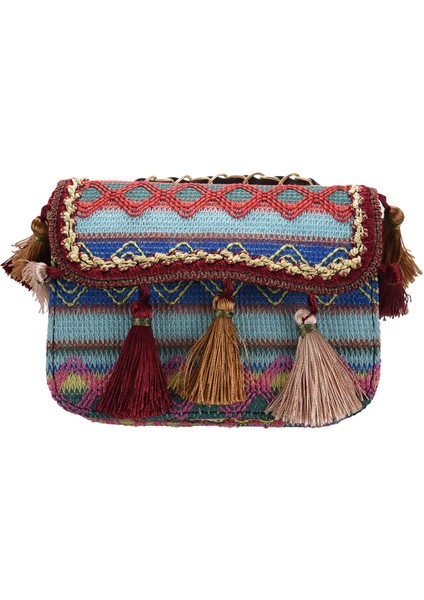 Kadın Püskül Örgü Omuz Messenger Crossbody Zincir Çanta Satchel Çanta Kırmızı (Yurt Dışından) indirimleri
