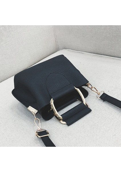 Stil Pu Kadın Çanta Avrupa Moda Tasarımı Çanta Fermuarlı Omuz Çantası Katı Bayanlar Messenger Tote Siyah (Yurt Dışından) fiyatları