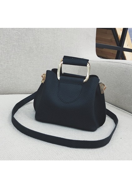 Stil Pu Kadın Çanta Avrupa Moda Tasarımı Çanta Fermuarlı Omuz Çantası Katı Bayanlar Messenger Tote Siyah (Yurt Dışından) modelleri