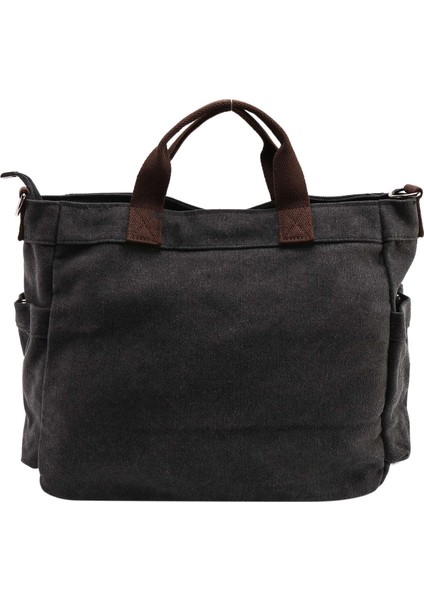 Kadın Kanvas Çanta Rahat Omuz Çantaları Vintage Crossbody Messenger Kadın Tote Trapez Siyah (Yurt Dışından) indirimleri