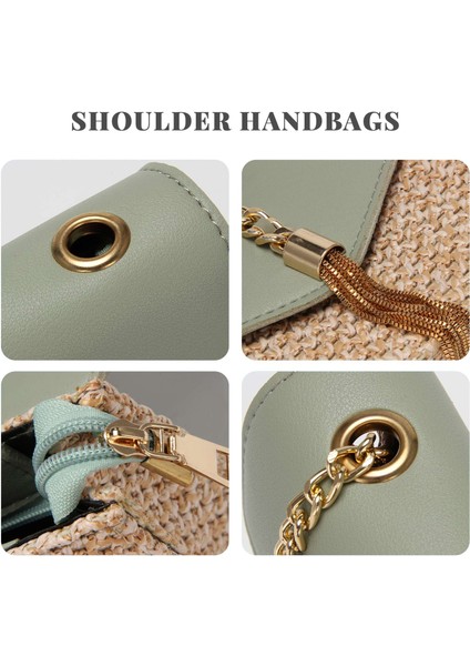 Saçaklı Zincir Küçük Flap Çanta Kadınlar Için Saman Crossbody Çanta Bayanlar Yaz Messenger Omuz Çanta ve Çantalar Yeşil (Yurt Dışından) indirimleri