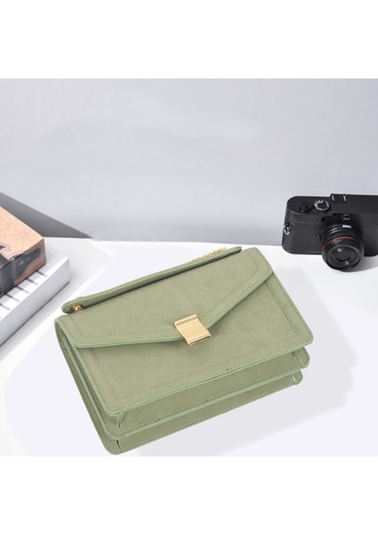 Retro Moda Kadın Kare Çanta Yeni Mat Pu Deri Kadın Çanta Zinciri Omuz Messenger Çanta (Yeşil) (Yurt Dışından) fiyatları