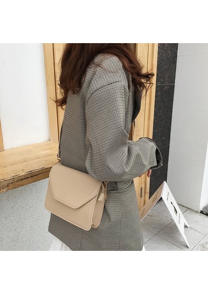 Kadın Pu Deri Omuz Çantası Moda Yeni Basit Çevirme Messenger Lüks Çanta Cep Telefonu Haki (Yurt Dışından) modelleri