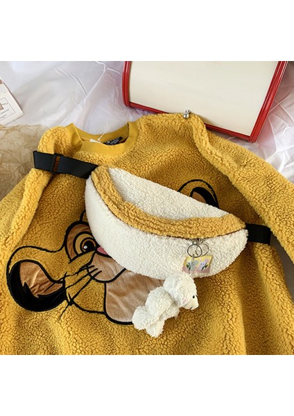 Moda Kadın Göğüs Omuz Çantası Kuzu Gibi Kumaş Yumuşak Peluş Çanta Basit Panelli Telefon Kılıfı Sevimli Crossbody Çanta (Yurt Dışından) modelleri