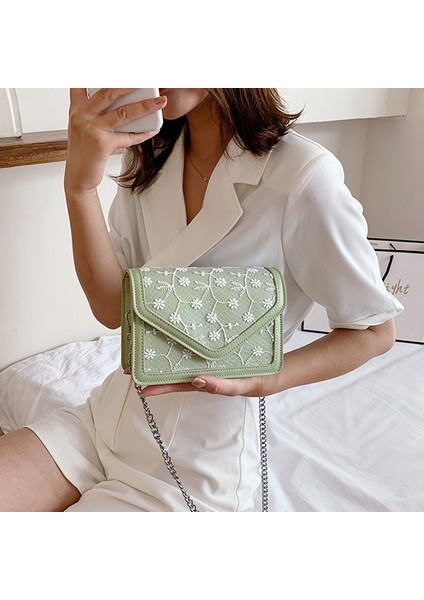 Lüks Dantel Kadın Askılı Çanta Moda Zincir Omuz Mini Abiye Çanta Kadın Cüzdan Yeşil (Yurt Dışından) fırsatları