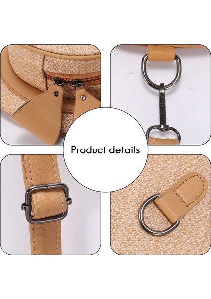 Moda Yuvarlak Hasır Çanta Kadın Tatil Sırt Çantası Bohemian Rattan Crossbody El Yapımı Dokuma Plaj Dairesel Kap Haki (Yurt Dışından) indirimleri