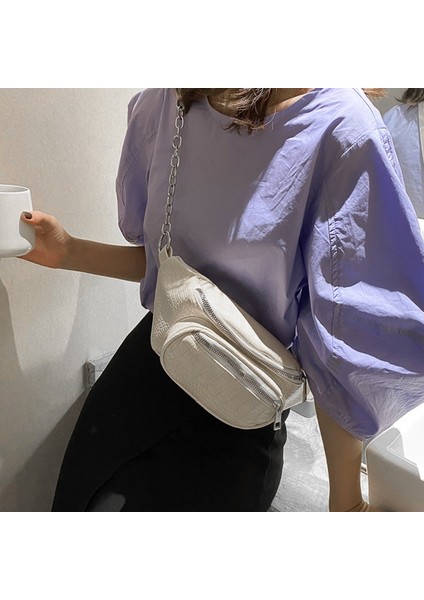 Timsah Desenli Kadın Kemer Çantası Moda Pu Deri Omuz Messenger Doğa Sporları Göğüs Beyaz (Yurt Dışından) fiyatları
