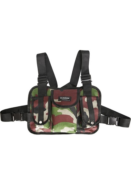 Moda Göğüs Rig Çanta Kamuflaj Yelek Koşum Ön Paketi Kılıfı Hip Hop Sokak Fonksiyonel (Yurt Dışından)