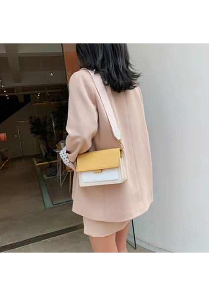 Kontrast Renk Deri Crossbody Çanta Kadınlar Için Seyahat Çanta Moda Basit Omuz Çantası (Siyah) (Yurt Dışından) fırsatları