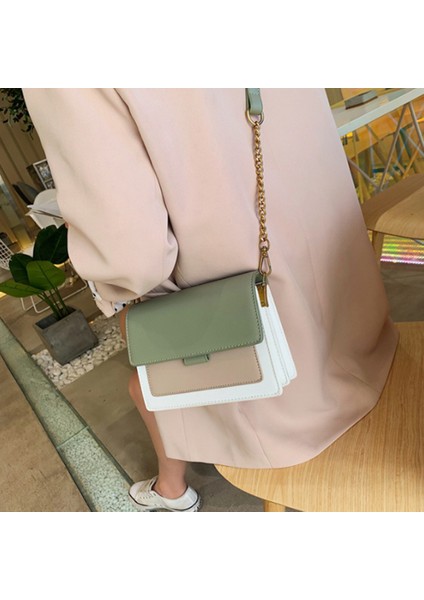 Kontrast Renk Deri Crossbody Çanta Kadınlar Için Seyahat Çanta Moda Basit Omuz Çantası (Siyah) (Yurt Dışından) indirimleri