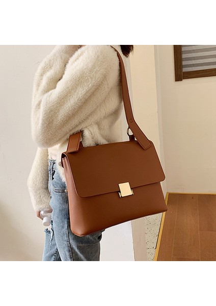 Pu Deri Kadın Messenger Çanta Moda Lüks Basit Omuz Retro Çanta Küçük Kare Kahverengi (Yurt Dışından) fiyatları