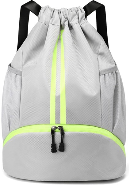 Unisex Büzgülü Sırt Çantası, Su Geçirmez Spor Çantası, Ayakkabı Bölmeli Spor Çantası, Spor Için, Okul Grisi (Yurt Dışından)