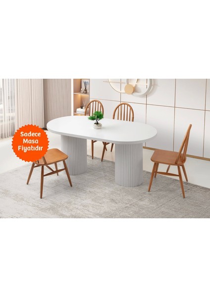 Ahşap Sabit Yemek Masası Beyaz 160X90CM Beyaz - Sadece Masa Fiyatıdır