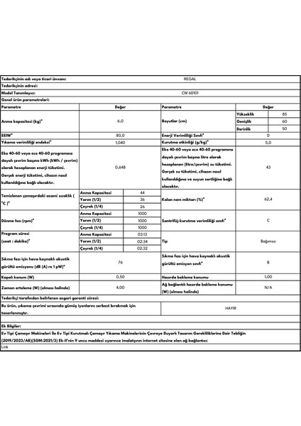 cm 60101 D Enerji Sınıfı 6 kg 600 Devir Çamaşır Makinesi