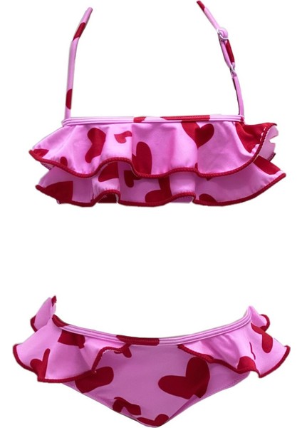 Etta Kalp Desenli Fırfırlı Ayarlanabilir Askılı Kız Çocuk Bikini by Nessi Byrd