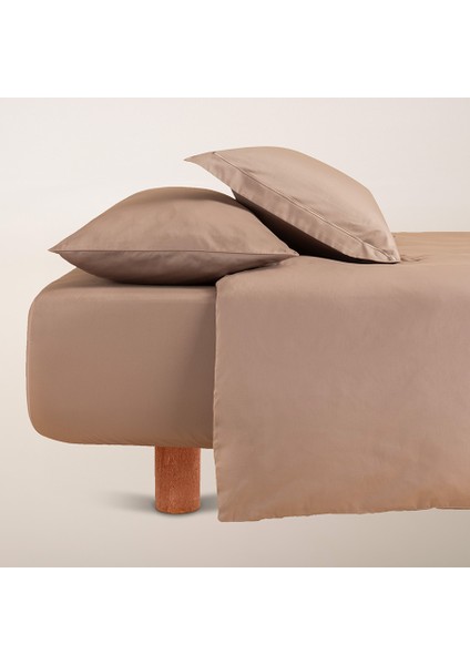 %100 Pamuk Saten Nevresim Seti 160x220 cm Taş - Lia Serisi