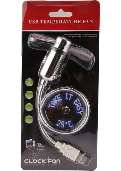 Mini Dayanıklı USB Saat Zaman Göstergesi Esnek LED Işık Fanı (Yurt Dışından)