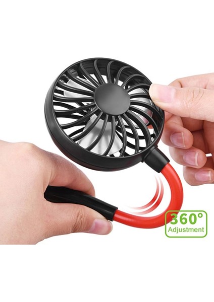 Yaratıcı Mini Asılı Boyun Tipi Fan Dış Mekan LED Fan Siyah (Yurt Dışından)