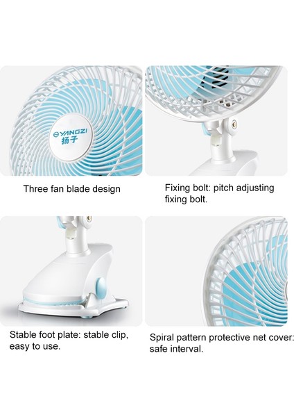 ZHKJ Shop Klips Tabanlı Mini Elektrikli Fan, Uzunluk: 3m (Yurt Dışından)