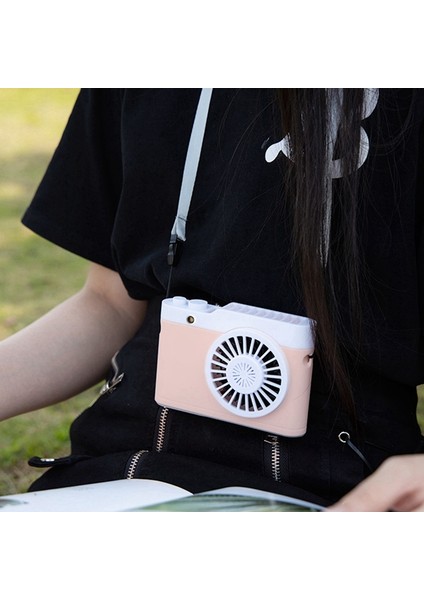 Taşınabilir Mini USB Şarj Kamera Fanı Asılı Boyun Küçük Fan Siyah (Yurt Dışından)
