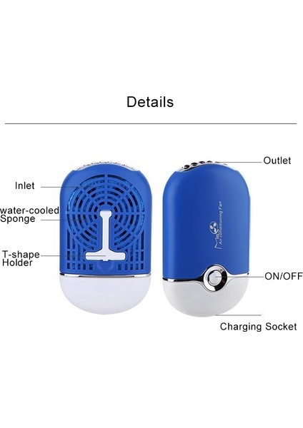USB Şarjlı Klima Soğutma El Hd Fanı Mavi (Yurt Dışından) modelleri
