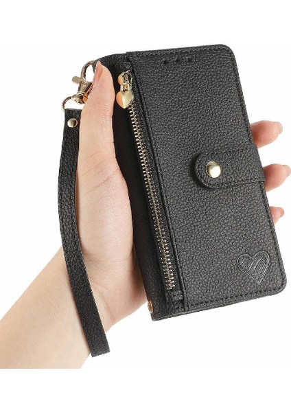 Samsung Galaxy M55 Fermuar Aşk Deri Kılıf Cüzdan Için Flip Case (Yurt Dışından)
