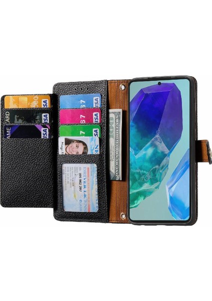 Samsung Galaxy M55 Fermuar Aşk Deri Kılıf Cüzdan Için Flip Case (Yurt Dışından)