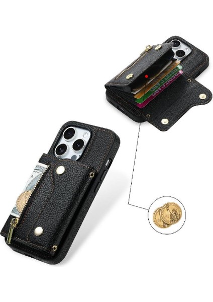 IPhone 15 Için Kılıf Pro Max Kart Yuvaları Uzun Kayış Mini Sırt Çantası Büyük (Yurt Dışından)