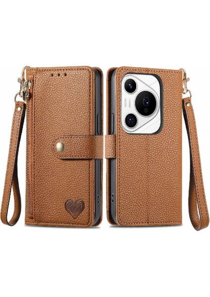 Huawei Pura 70 Pro Için Flip Case Artı Aşk Cüzdan Fermuar Darbeye Vaka (Yurt Dışından)