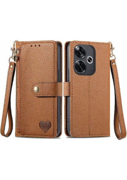 Xiaomi Poco F6 Cüzdan Fermuar Aşk Için Flip Case Darbeye Deri Kılıf (Yurt Dışından)