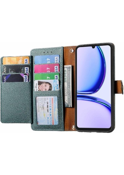 Realme Not Için Flip Case 50 Deri Kılıf Aşk Cüzdan Fermuar Darbeye (Yurt Dışından)