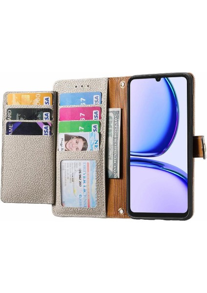 Realme Not Için Flip Case 50 Deri Kılıf Aşk Cüzdan Fermuar Darbeye (Yurt Dışından)