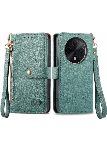 Oppo A3 Pro Için Flip Case Darbeye Cüzdan Deri Kılıf Fermuar Aşk (Yurt Dışından)