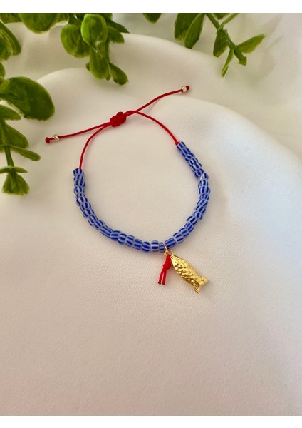 Mavi Çizgili Balık Cam Boncuk Bileklik fiyatları