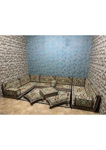 Şark Köşesi Anadolu Desenli Minder, Kilim, Orta Puf Takımı Krem fırsatları