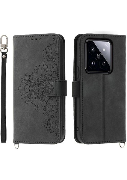 Xiaomi 14 Pro Kabartmalı Darbeye Çoklu Kredi Kartı Yuvaları Için Flip Case (Yurt Dışından)