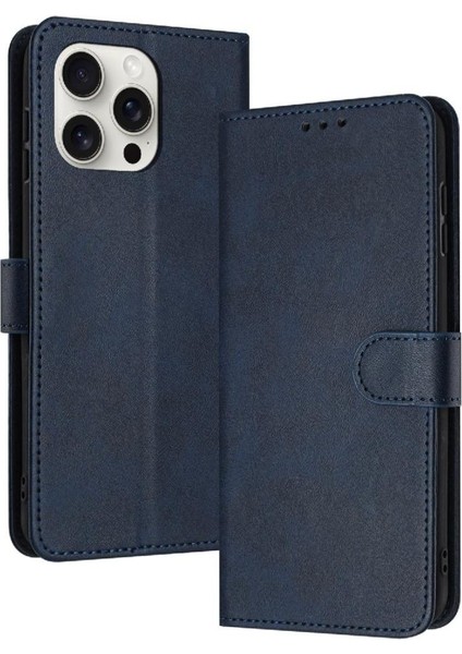 IPhone 13 Için Flip Case Pro Max Saf Renk Pu Deri Kickstand ile (Yurt Dışından)