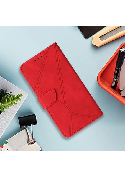 Realme C65 4g Için Flip Case Yüksek Kalite Tpu Dikiş Kabartmalı Yumuşak Pu (Yurt Dışından)