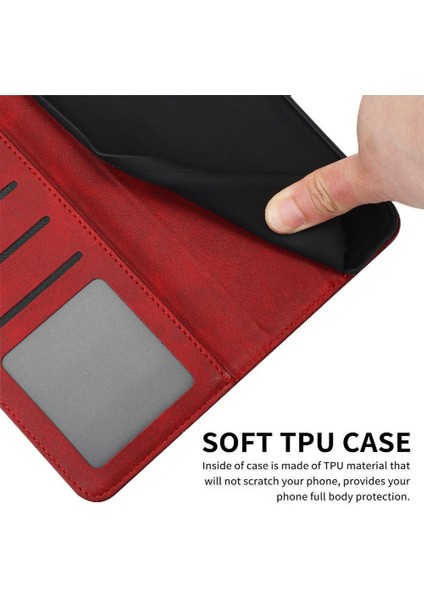 Kart Yuvası ile IPhone 14 Pro Kickstand Için Flip Case Pu Deri Saf (Yurt Dışından)