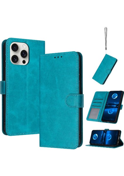 IPhone 13 Için Flip Case Pro Max Saf Renk Pu Deri Kickstand ile (Yurt Dışından)