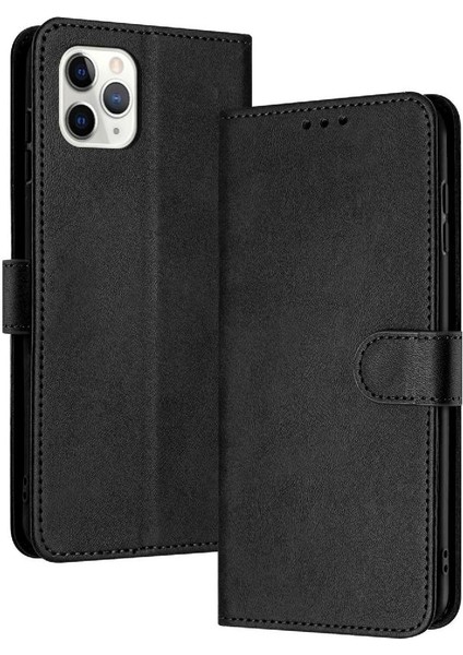 Kart Yuvası ile IPhone 11 Pro Max Saf Renk Pu Deri Için Flip Case (Yurt Dışından)