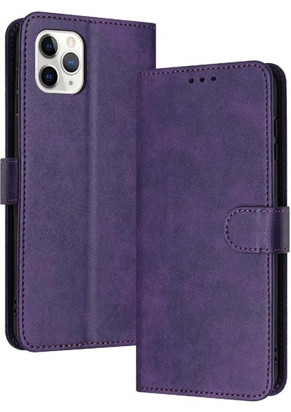 Kart Yuvası ile IPhone 11 Pro Max Saf Renk Pu Deri Için Flip Case (Yurt Dışından)